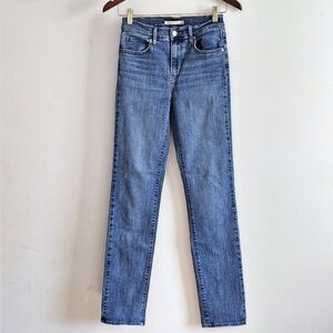 Levi’s 724 High Rise Straight Jeans W26 L32 Blue Denim Stretch Women